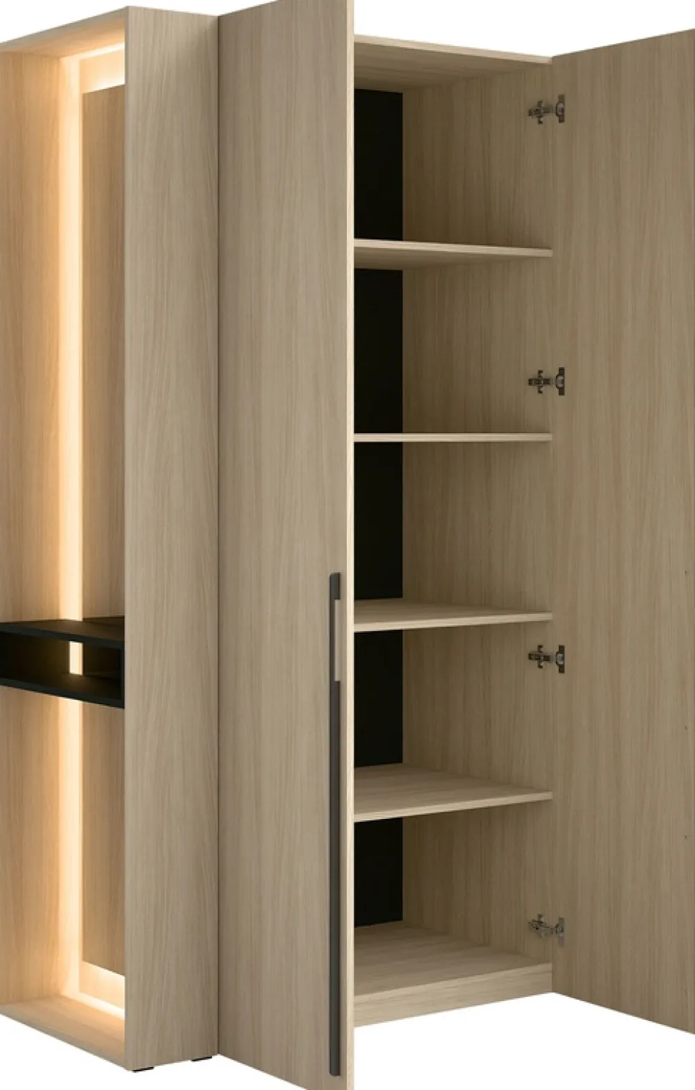 Garderoby|Zestawy Mebli Do Przedpokoju>MEBLOSIEK Garderoba z lustrem i oświetleniem do przedpokoju BARCELI dąb barista