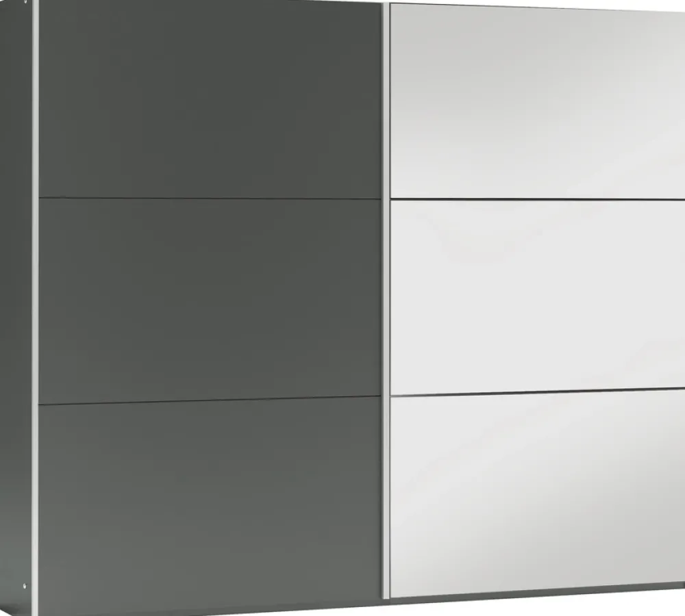 Szafy Dwudrzwiowe|Szafy Z Lustrem>Stolar owa duża szafa przesuwna z lustrem 250 cm VASCO grafit
