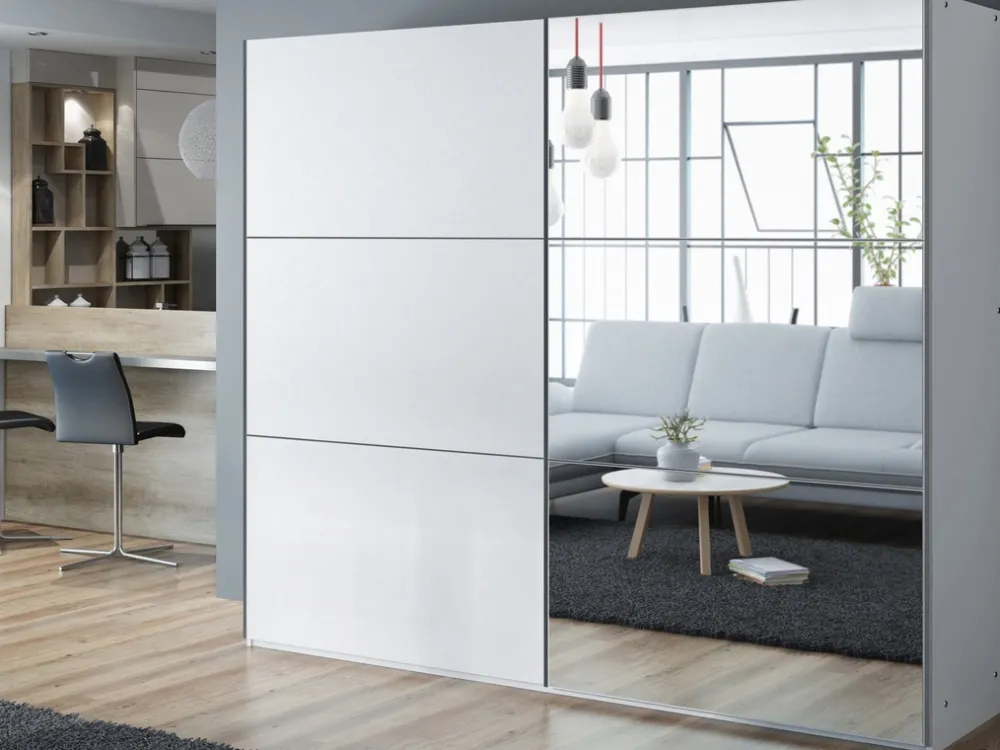 Szafy Dwudrzwiowe|Szafy Z Lustrem>Stolar owa duża szafa przesuwna z lustrem 250 cm VASCO grafit