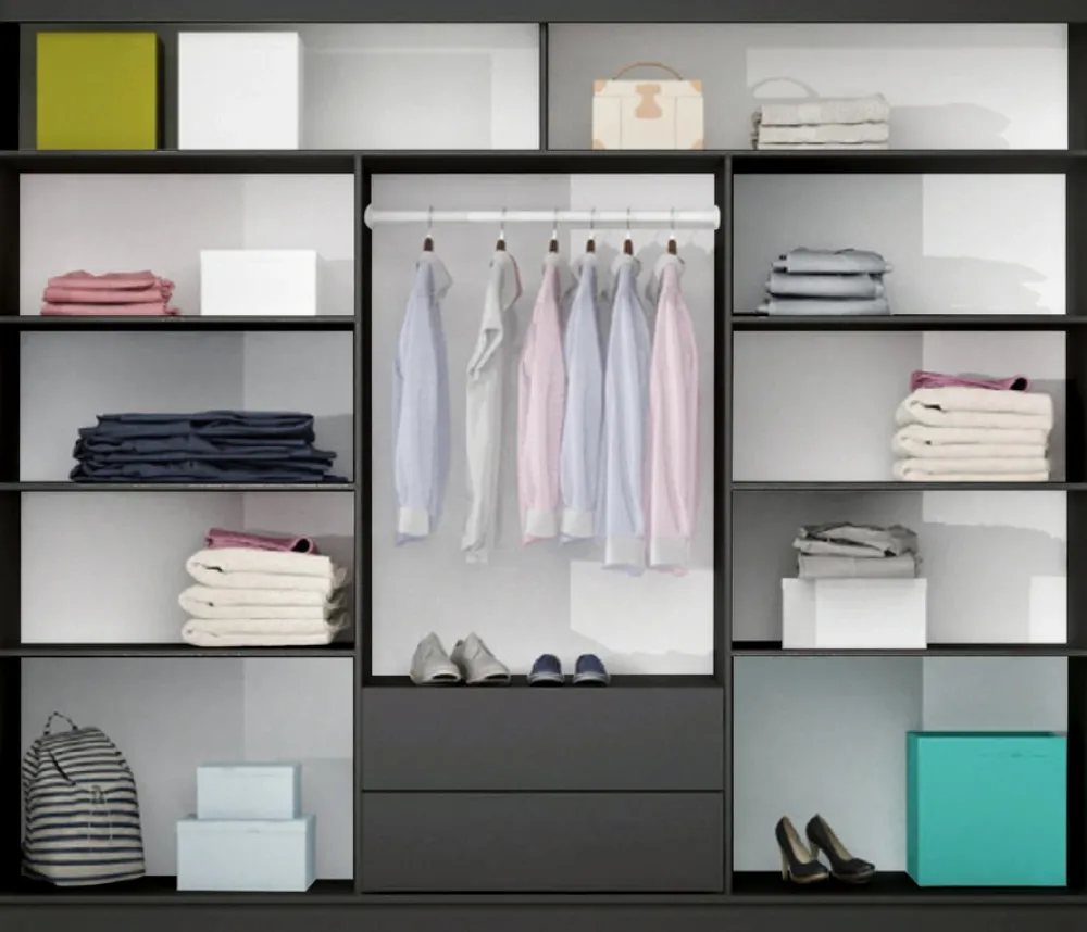 Szafy Trzydrzwiowe|Szafy Z Lustrem>Stolar Grafitowa dwudrzwiowa szafa przesuwna z lustrem 250 cm AMARA