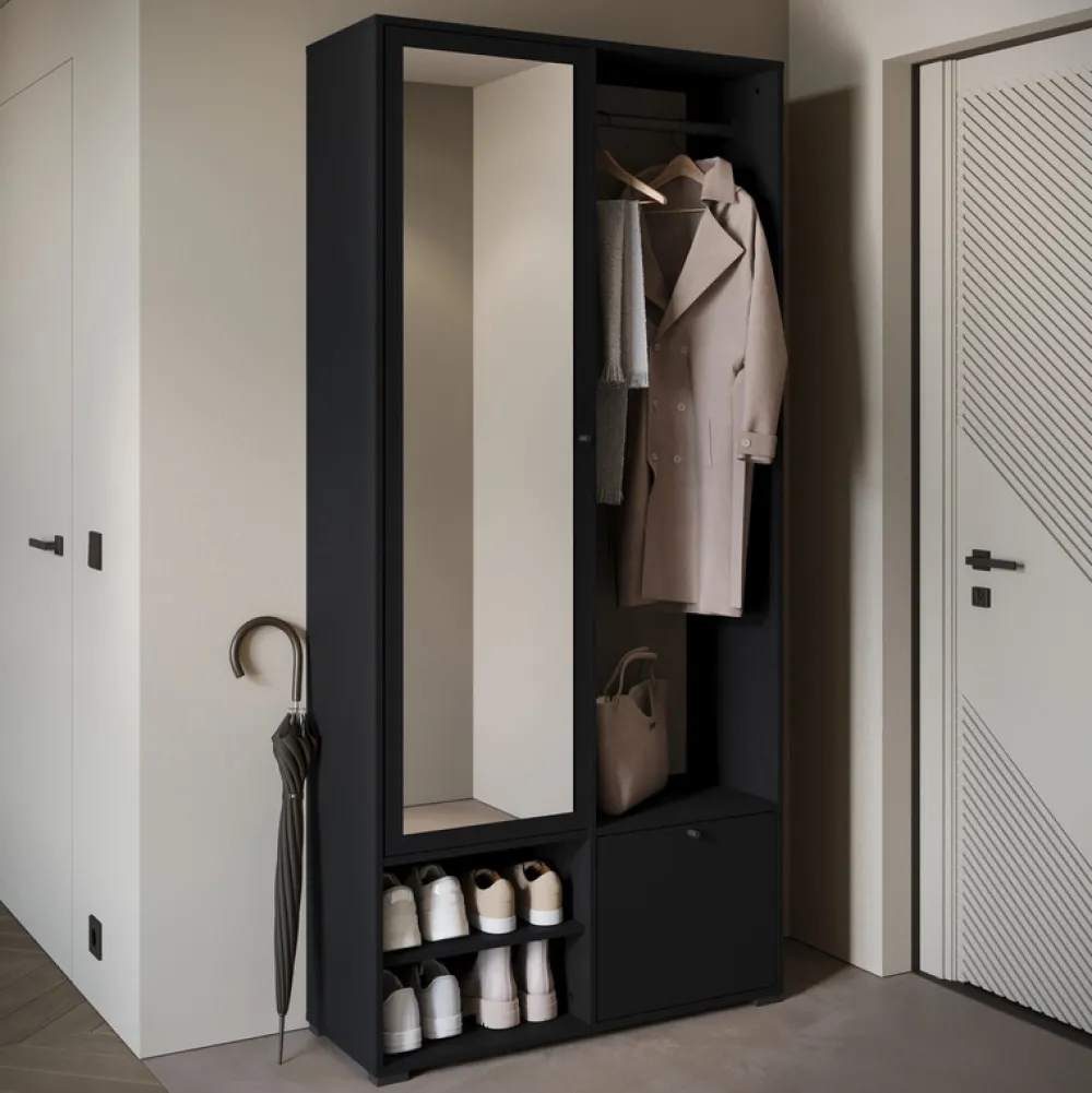 Garderoby>BRATEX owa garderoba z lustrem do przedpokoju 90 cm DORANO grafit