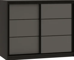 Komody>BROMARKT Grafitowa komoda 120 cm do sypialni z drążkiem i szufladami LOFT