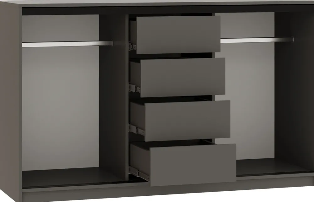 Komody>BROMARKT owa komoda 160 cm z szufladami i drążkami do sypialni LOFT grafit