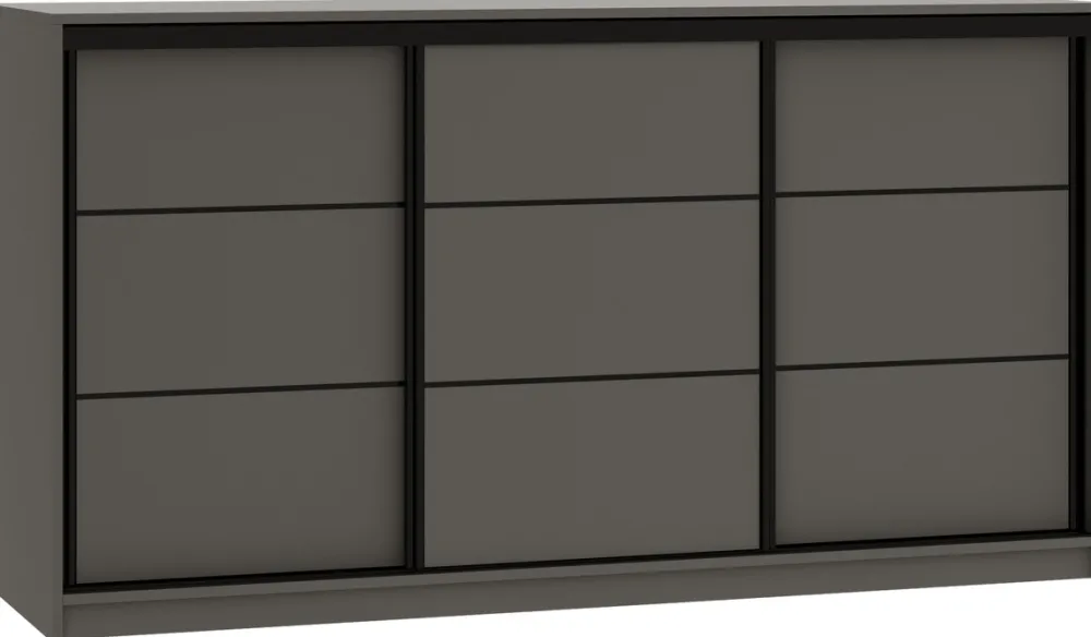 Komody>BROMARKT owa komoda do sypialni 180 cm z drążkiem szufladami LOFT grafit