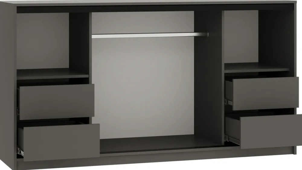 Komody>BROMARKT owa komoda do sypialni 180 cm z drążkiem szufladami LOFT grafit