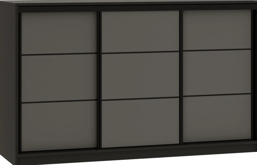 Komody>BROMARKT Grafitowa komoda do sypialni 160 cm z drążkami i szufladami LOFT