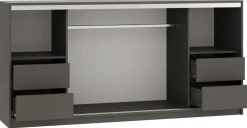 Komody>BROMARKT owa komoda przesuwna z szufladami 200 cm do sypialni TOP grafit