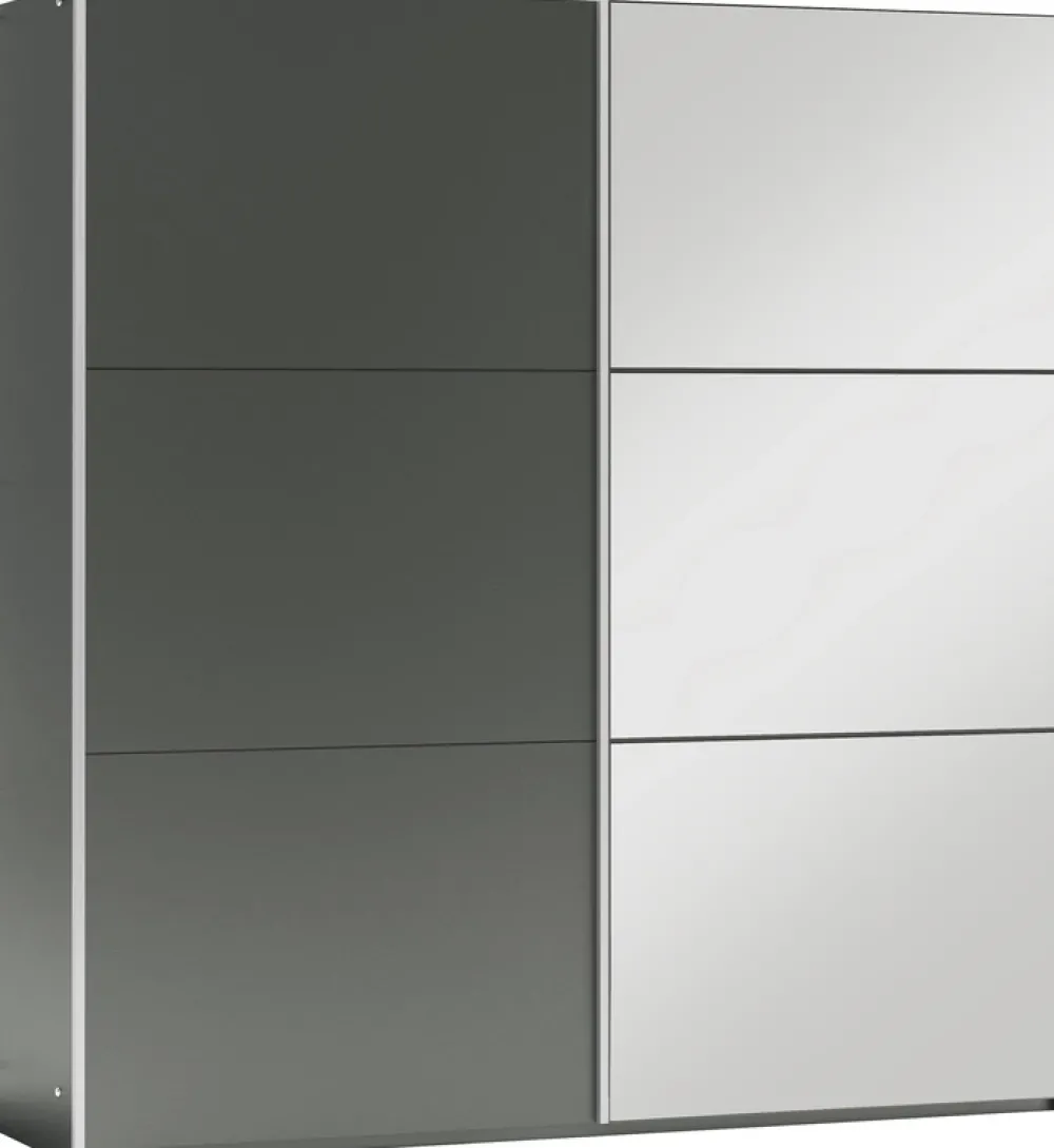 Szafy Dwudrzwiowe|Szafy Z Lustrem>Stolar owa nowoczesna szafa przesuwna z lustrem 225 cm VASCO grafit