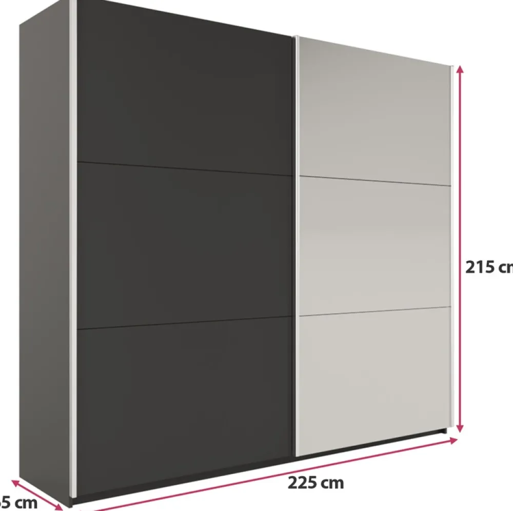 Szafy Dwudrzwiowe|Szafy Z Lustrem>Stolar owa nowoczesna szafa przesuwna z lustrem 225 cm VASCO grafit