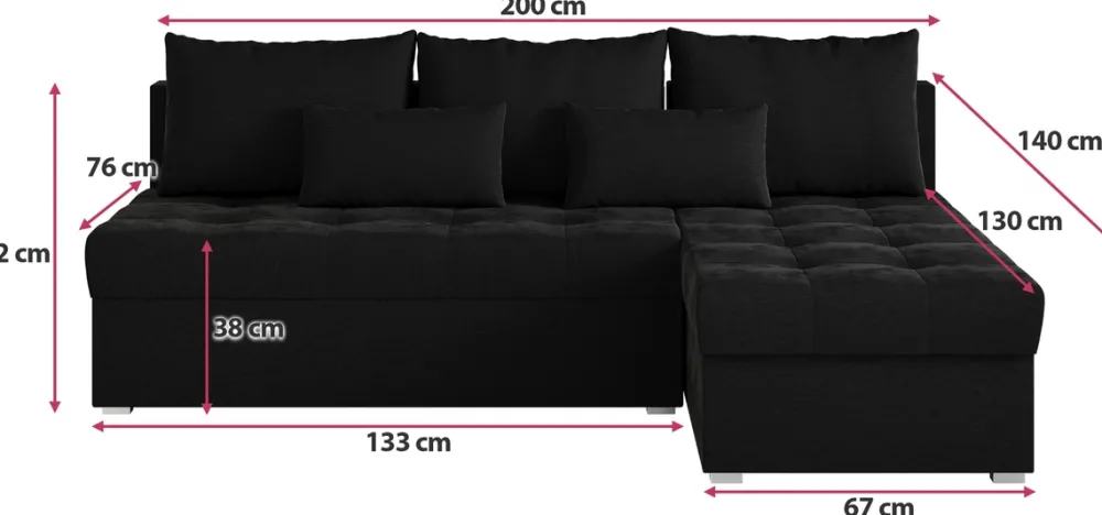 Meble Dla Dzieci|Meble Młodzieżowe>BROMARKT Grafitowa rozkładana rogówka z funkcją spania HOT SLIM