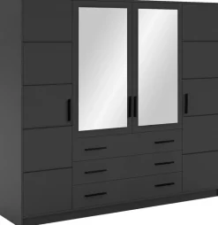 Meble Młodzieżowe|Zestawy Mebli Do Przedpokoju>Stolar owa szafa 240 cm z lustrem i szufladami do sypialni BILL grafit