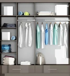 Szafy Dwudrzwiowe|Szafy Z Lustrem>Stolar owa szafa przesuwna 208 cm z lustrem i półkami MESTRE grafit