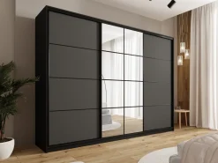 Zestawy Mebli Do Przedpokoju|Szafy Do Przedpokoju></noscript>BROMARKT Grafitowa szafa przesuwna z lustrem i szufladami 280 cm EDGE