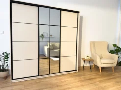 Zestawy Mebli Do Przedpokoju|Szafy Do Przedpokoju></noscript>BROMARKT Grafitowa szafa przesuwna z lustrem i szufladami 280 cm EDGE