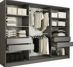 Zestawy Mebli Do Przedpokoju|Szafy Trzydrzwiowe>BROMARKT Grafitowa szafa przesuwna trzydrzwiowa 280 cm LOFT