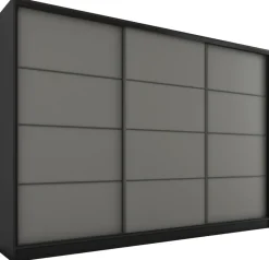 Zestawy Mebli Do Przedpokoju|Szafy Trzydrzwiowe>BROMARKT Grafitowa szafa przesuwna z szufladami i półkami 250 cm LOFT