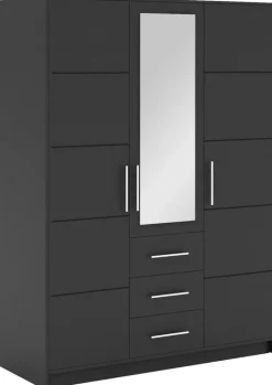 Szafy Trzydrzwiowe|Szafy Do Przedpokoju>Stolar owa szafa trzydrzwiowa 147 cm z szufladami i półkami BILL grafit
