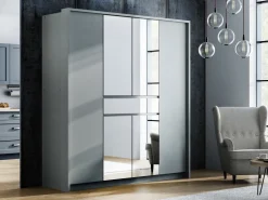 Szafy Do Pokoju Dziecięcego|Szafy Młodzieżowe></noscript>Stolar owa szafa uchylna z lustrem i półkami 200 cm SPARK grafit