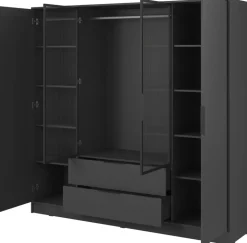 Szafy Młodzieżowe|Szafy Otwierane>PIASKI owa szafa uchylna z witryną 206 cm do sypialni KAMIS grafit