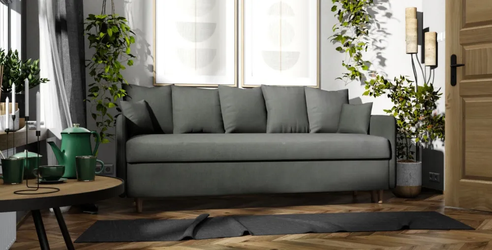 Meble Dla Dzieci|Kanapy I Sofy>Meble Grand Grafitowa trzyosobowa sofa z funkcją spania do salonu GRATO