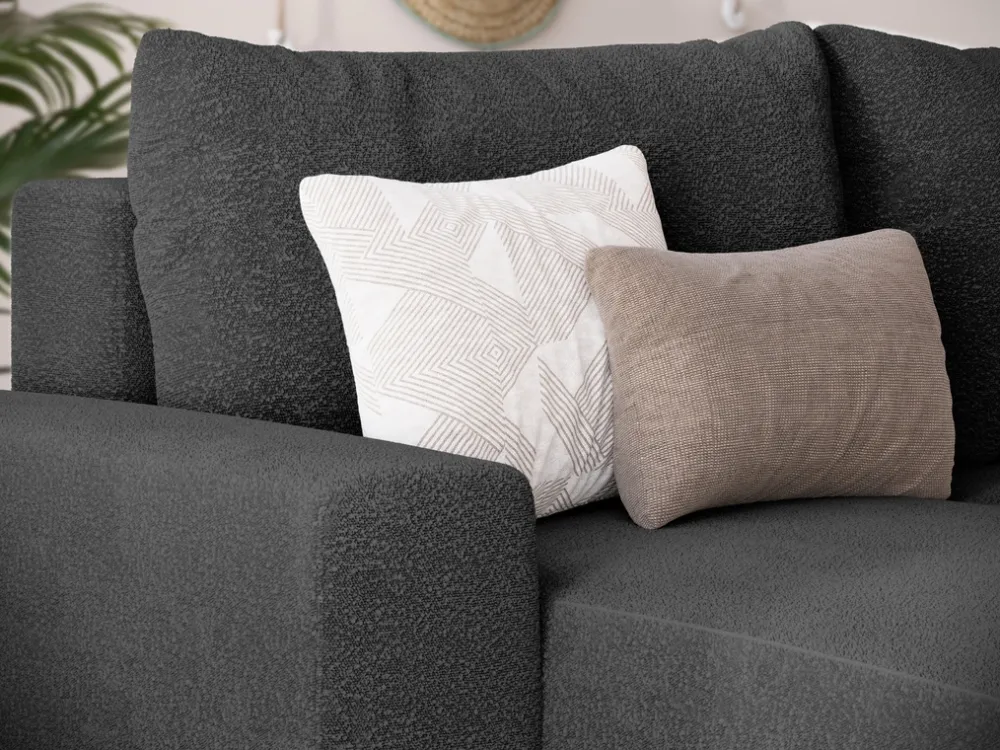 Narożniki>BROMARKT Grafitowy narożnik do salonu z funkcją spania PLUSH U boucle