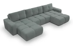 Narożniki></noscript>LASKI Grafitowy narożnik w kształcie U do salonu z funkcją spania SAVINO