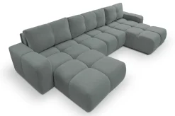 Narożniki></noscript>LASKI Grafitowy narożnik w kształcie U do salonu z funkcją spania SAVINO