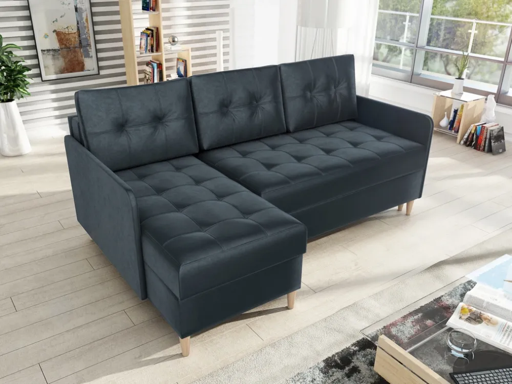 Meble Dla Dzieci|Narożniki>IZABELLA MEBLE Grafitowy narożnik z funkcją spania i pojemnikiem do salonu FADO