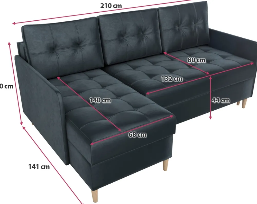 Meble Dla Dzieci|Narożniki>IZABELLA MEBLE Grafitowy narożnik z funkcją spania i pojemnikiem do salonu FADO