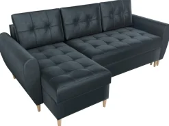 Narożniki>IZABELLA MEBLE Grafitowy narożnik z funkcją spania i pojemnikiem do salonu HENRY