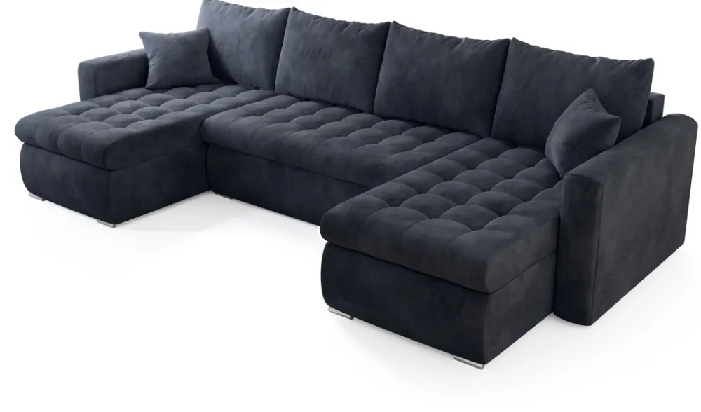 Narożniki>BROMARKT Grafitowy nowoczesny narożnik do salonu z funkcją spania LUIS U