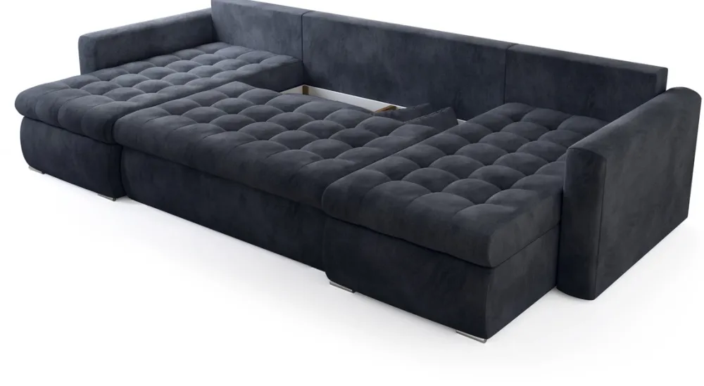 Narożniki>BROMARKT Grafitowy nowoczesny narożnik do salonu z funkcją spania LUIS U