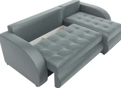 Meble Dla Dzieci|Meble Młodzieżowe></noscript>IZABELLA MEBLE Grafitowy welurowy narożnik z funkcją spania do salonu BERGEN