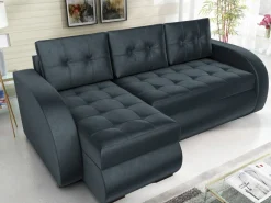 Meble Dla Dzieci|Meble Młodzieżowe></noscript>IZABELLA MEBLE Grafitowy welurowy narożnik z funkcją spania do salonu BERGEN