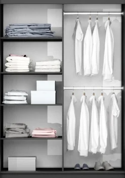 Meble Dla Dzieci|Szafy Dwudrzwiowe>Stolar Graftowa dwudrzwiowa szafa przesuwna z lustrem 150 cm VASCO grafit