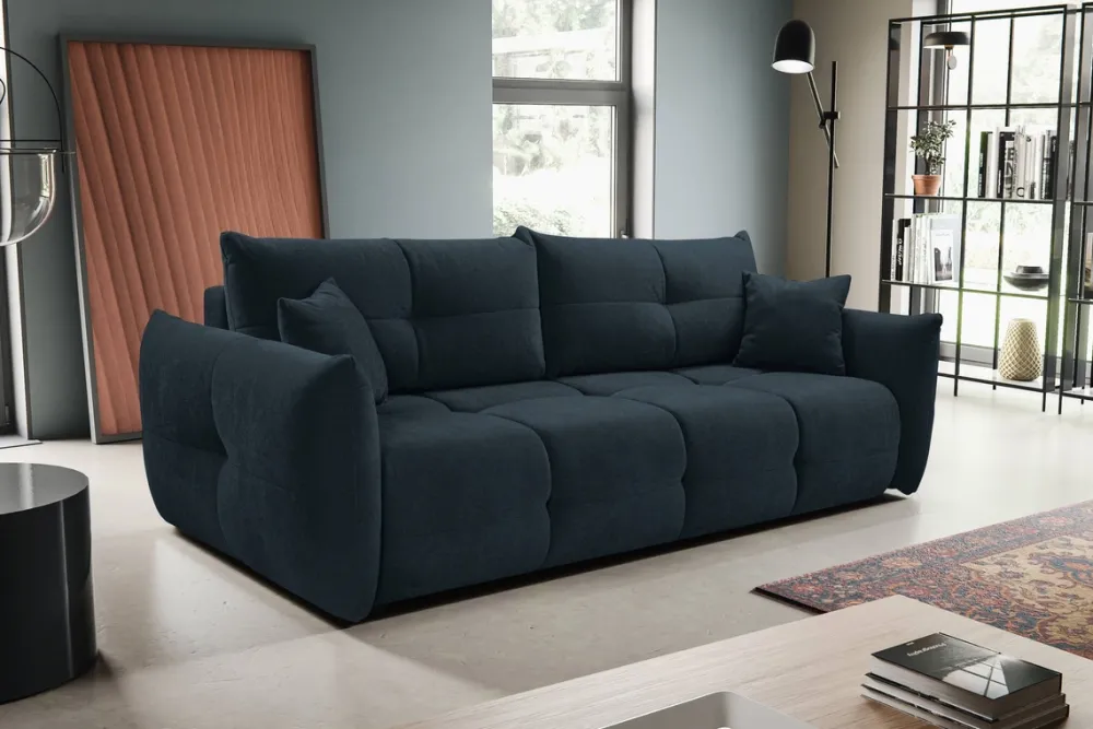 Meble Dla Dzieci|Kanapy I Sofy>LASKI Granatowa kanapa do salonu z funkcją spania i pojemnikiem BERGAMO