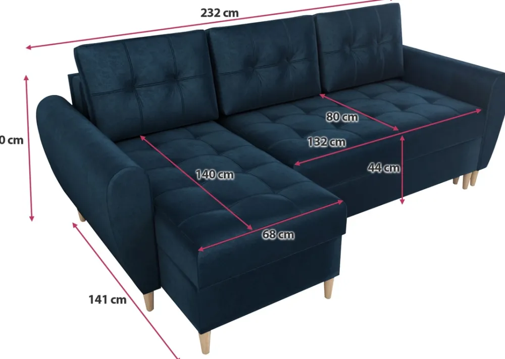 Meble Dla Dzieci|Narożniki>IZABELLA MEBLE Granatowa kanapa narożna z funkcją spania do salonu HENRY