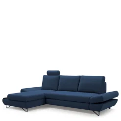 Narożniki>LASKI Granatowa kanapa rogowa z regulowanymi podłokietnikami LORENS