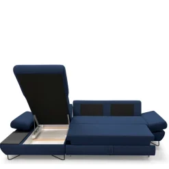 Narożniki>LASKI Granatowa kanapa rogowa z regulowanymi podłokietnikami LORENS