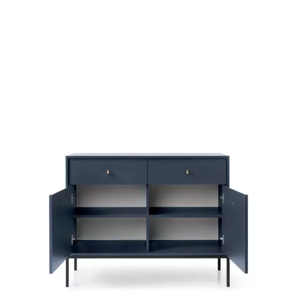 Komody|Szafy Dwudrzwiowe>PIASKI Granatowa komoda na nóżkach MONTI granatowy