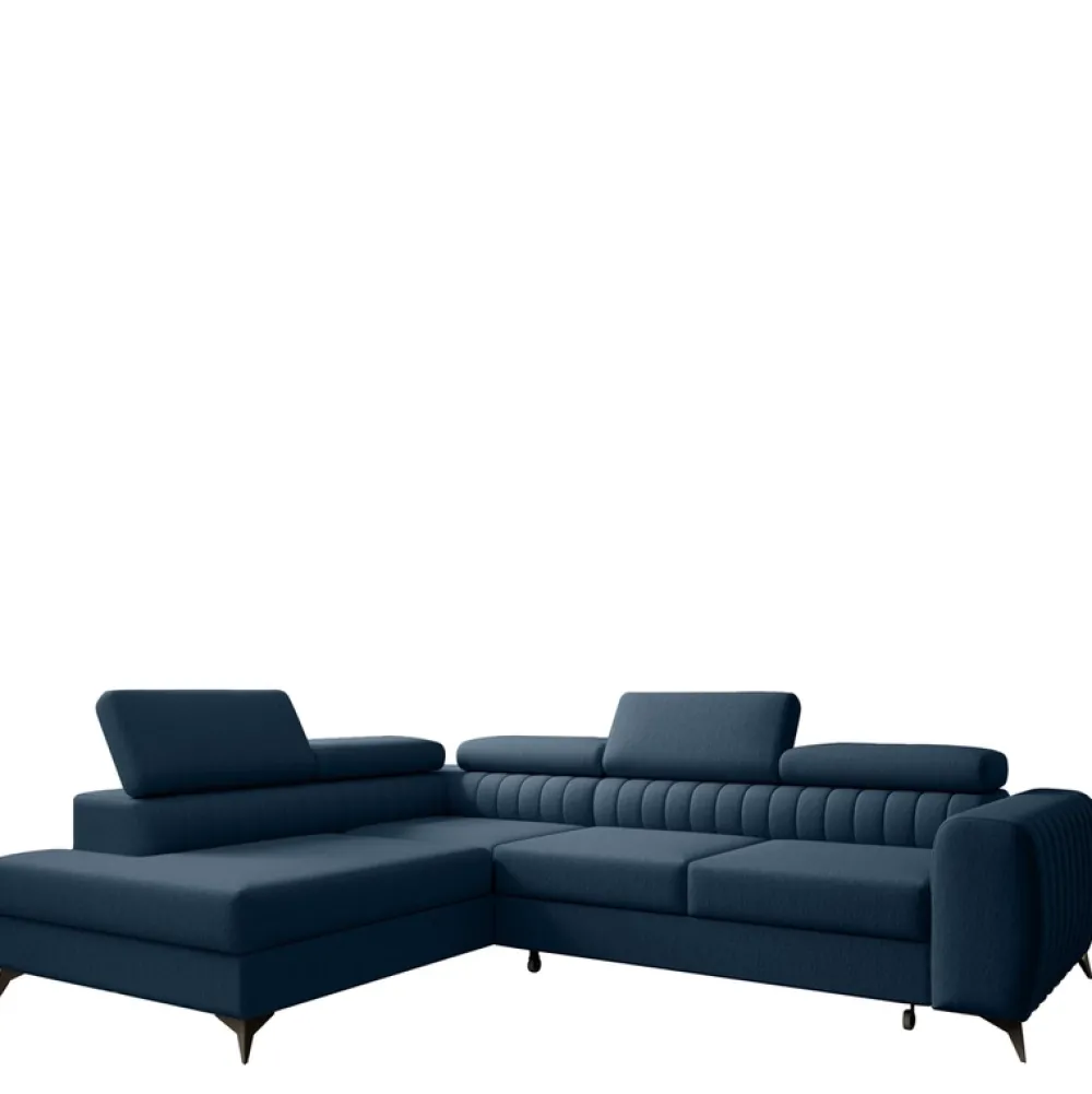 Narożniki>NEXT COLLECTION Granatowa rogówka do salonu PAULLETTO funkcja spania pojemnik