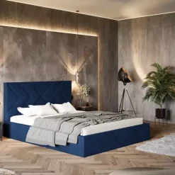 Łóżka Młodzieżowe|Łóżka Z Zagłówkiem>Riban Granatowe łóżko 140x200 cm do sypialni BATOR