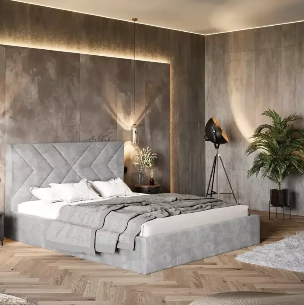 Łóżka Młodzieżowe|Łóżka Z Zagłówkiem>Riban Granatowe łóżko 140x200 cm do sypialni BATOR