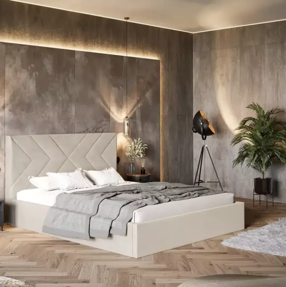 Łóżka Młodzieżowe|Łóżka Z Zagłówkiem>Riban Granatowe łóżko 140x200 cm do sypialni BATOR