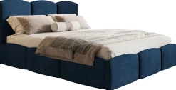 Łóżka Młodzieżowe|Łóżka Ze Stelażem>Riban Granatowe łóżko 140x200 cm tapicerowane z pojemnikiem SEPERO