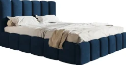 Łóżka Młodzieżowe|Łóżka Ze Stelażem>Riban Granatowe łóżko 140x200 cm tapicerowane z pojemnikiem SALERNO