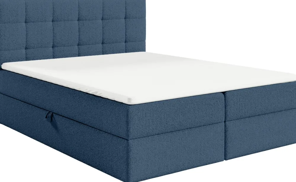 Łóżka Młodzieżowe|Łóżka Ze Stelażem>BROMARKT Granatowe łóżko 140x200 cm z pojemnikiem kontynentalne do sypialni APSEN