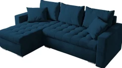 Meble Dla Dzieci|Meble Młodzieżowe>BROMARKT Granatowy narożnik do salonu z funkcją spania welurowy LUIS
