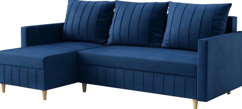 Meble Dla Dzieci|Narożniki>Rimal Granatowy narożnik skandynawski do salonu na nóżkach z funkcją spania FOCUS
