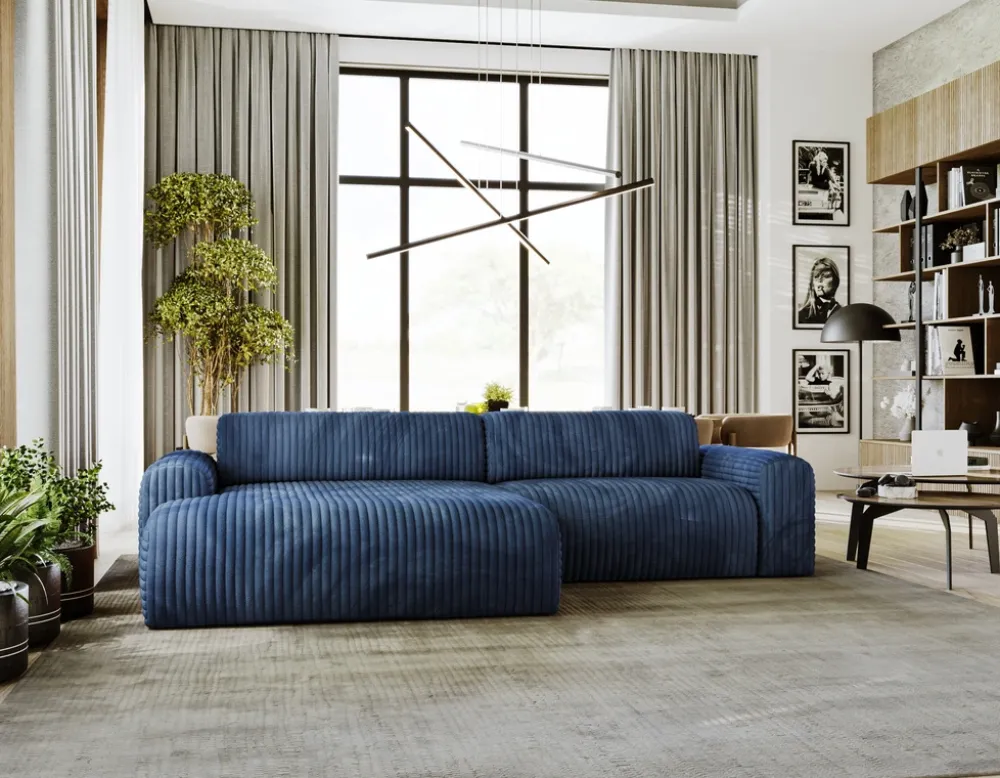 Meble Dla Dzieci|Narożniki>Polak Meble Granatowy narożnik sztruksowy do salonu SEFO